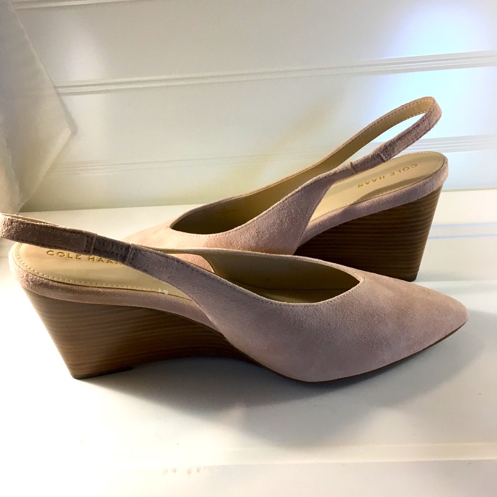 Cole Haan Elnora sling back wedge pump - Mahogany Rose Suede - Picture 9 of 13